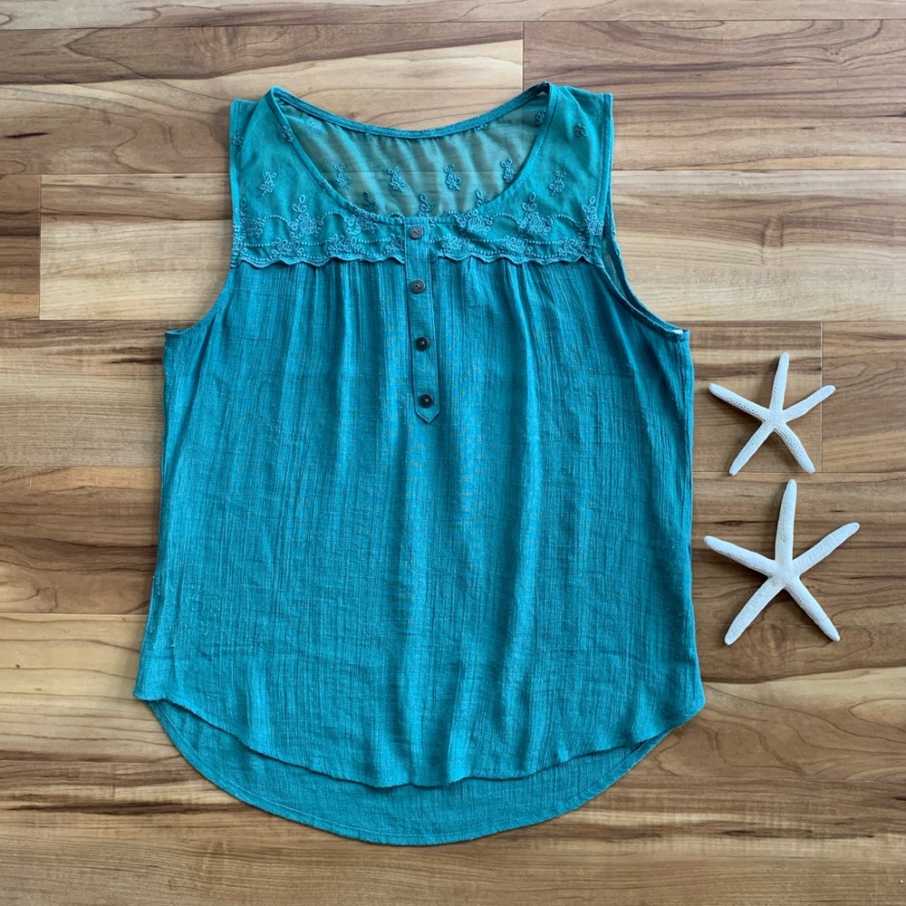 Mine Teal Sleeveless Top